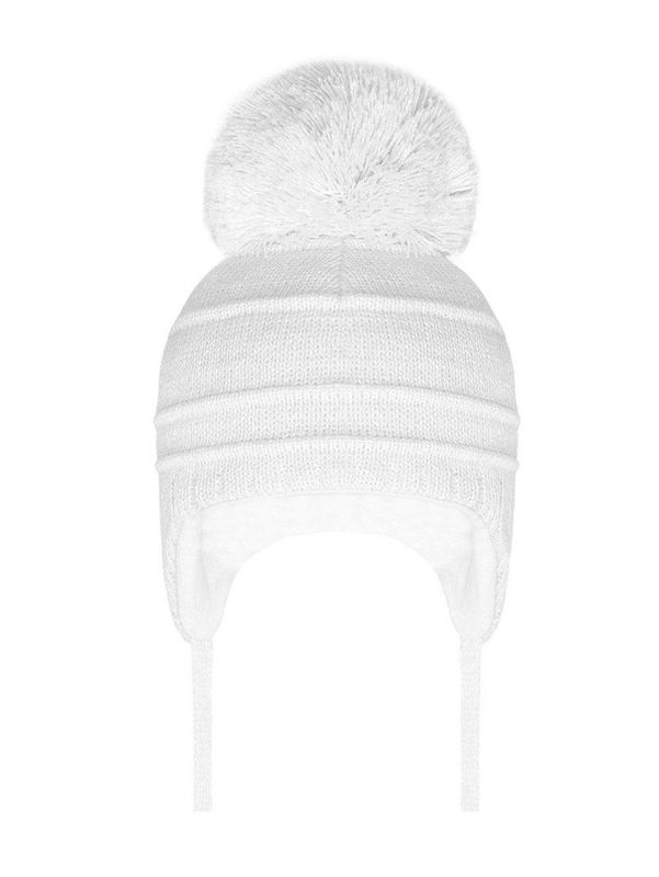 POM POM ENVY 'BUDDIE' WHITE BABY HAT PPEBUD