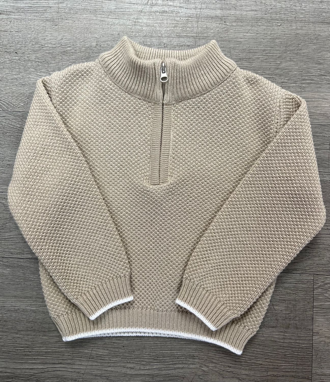 PASTELS & CO 'ELLIS' BEIGE  QUARTER ZIP SWEATER  PAS313KBE