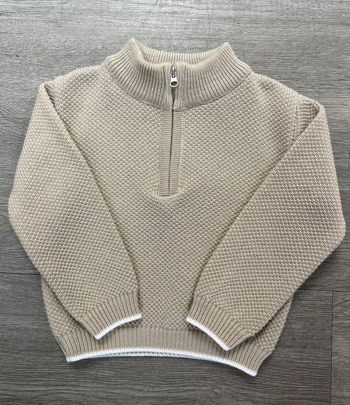 PASTELS & CO 'ELLIS' BEIGE  QUARTER ZIP SWEATER  PAS313KBE