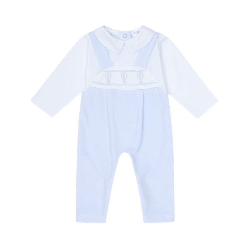 DEOLINDA PALE BLUE SMOCKED MOCK DUNGAREE DEO5107B