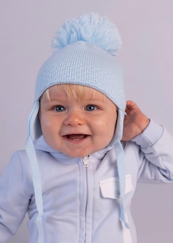 PASTELS & CO "BOBBIE" BLUE POM HAT PASBOBBIE