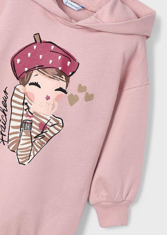 MAYORAL DUSKY PINK HOODED SWEAT DRESS MAY4928