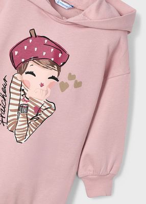 MAYORAL DUSKY PINK HOODED SWEAT DRESS MAY4928