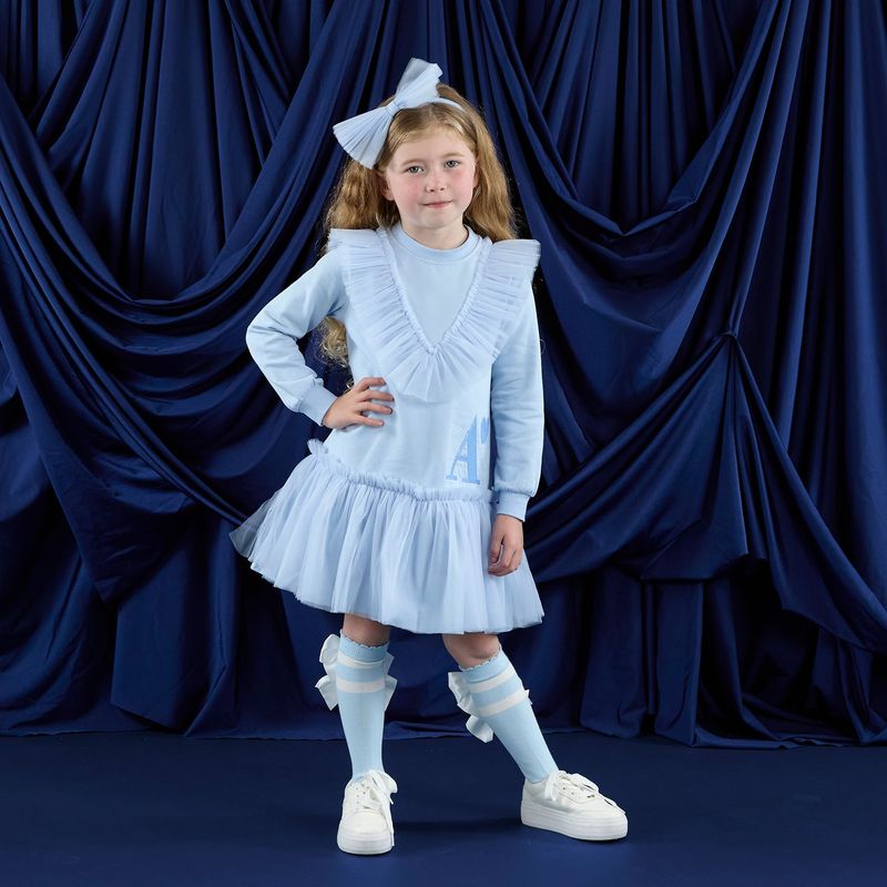 ADEE 'LACEY' BLUE FRILL TULLE SWEAT DRESS AD3716