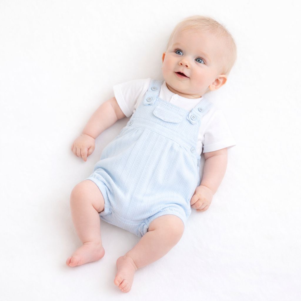 PASTELS & CO 'HAROLD'  BLUE SHORT DUNGAREE SET PAS806B