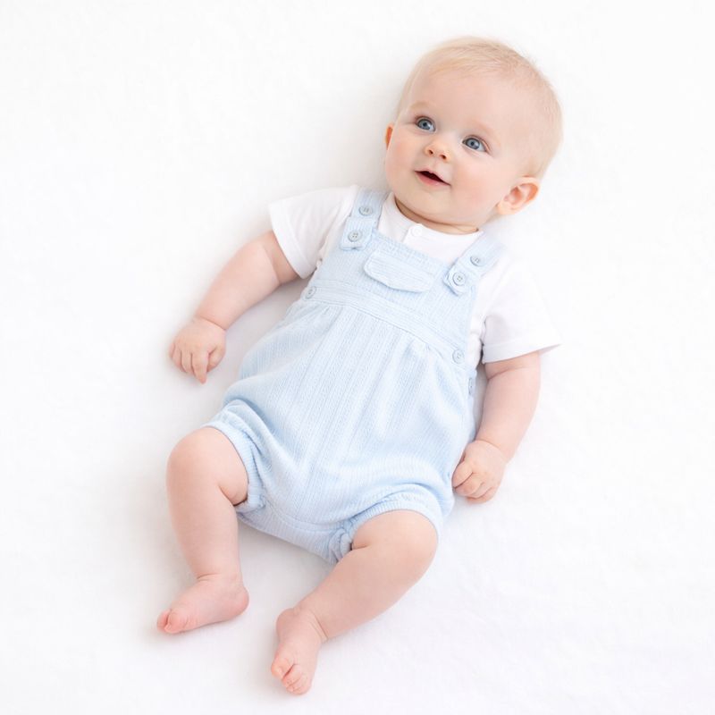 PASTELS & CO 'HAROLD'  BLUE SHORT DUNGAREE SET PAS806B