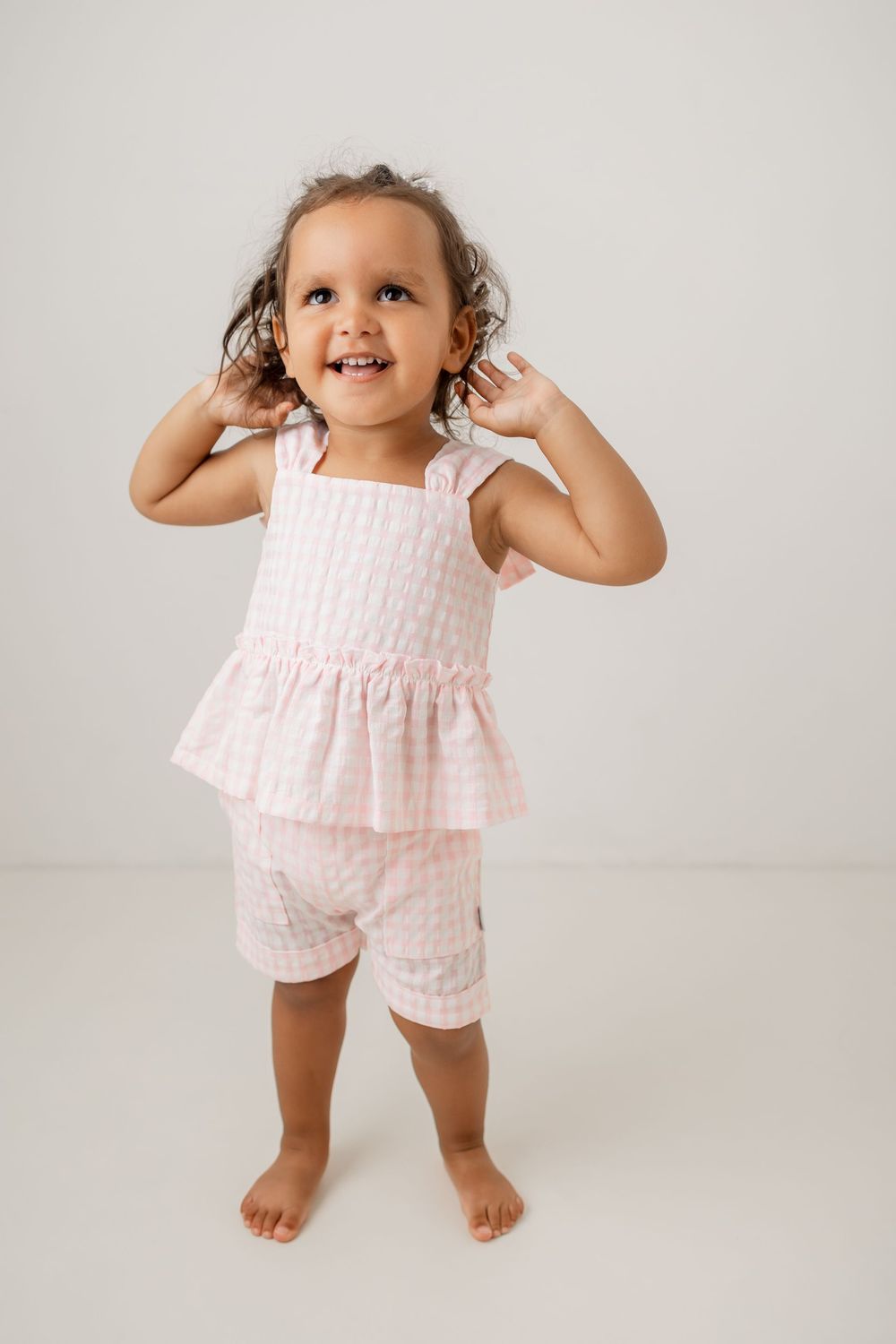 PASTELS & CO 'ROWAN' PINK GINGHAM SHORT SET PAS80GP