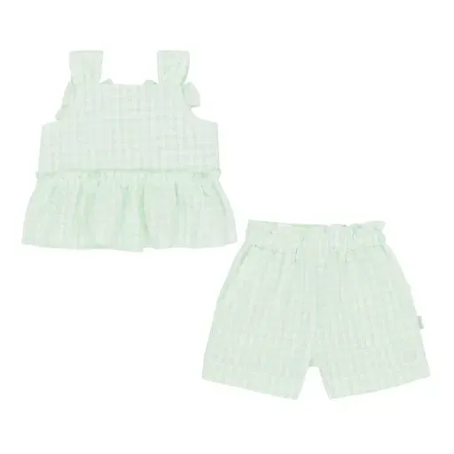 PASTELS & CO 'ROWAN’ MINT GINGHAM SHORT SET PAS804G