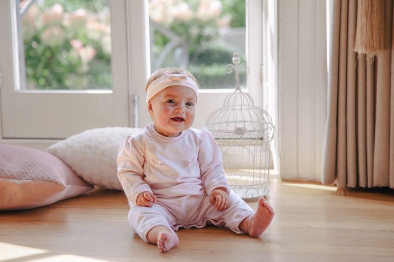 EMILE ET ROSE 'LILLY' PALE PINK  ALL IN ONE & HEADBAND WITH EMBROIDERY ER2654