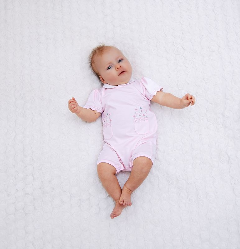 EMILE ET ROSE 'LOUISE' PALE PINK ROMPER  WITH EMBROIDERY ER7355