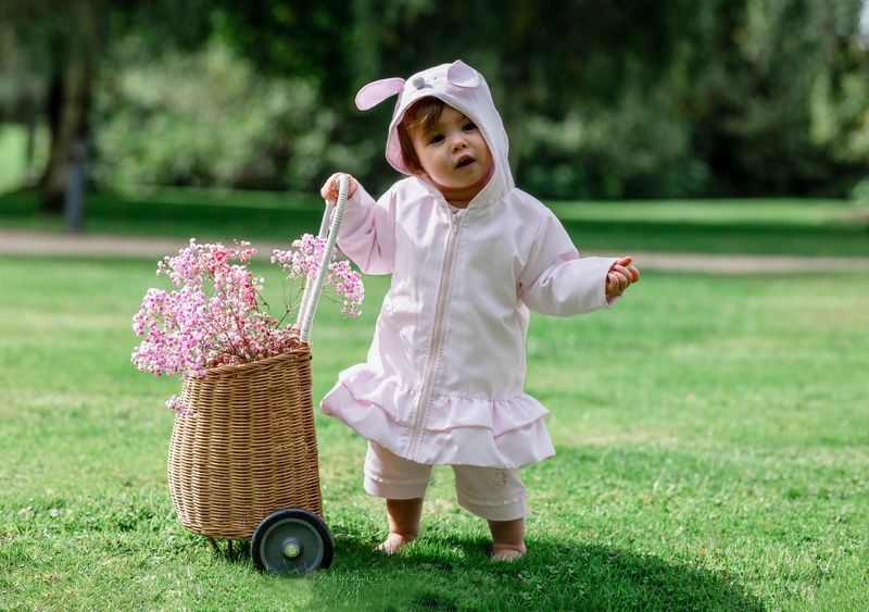 EMILE ET ROSE 'LENA'  PALE PINK PEPLUM JACKET WITH BUNNY HOOD ER9338