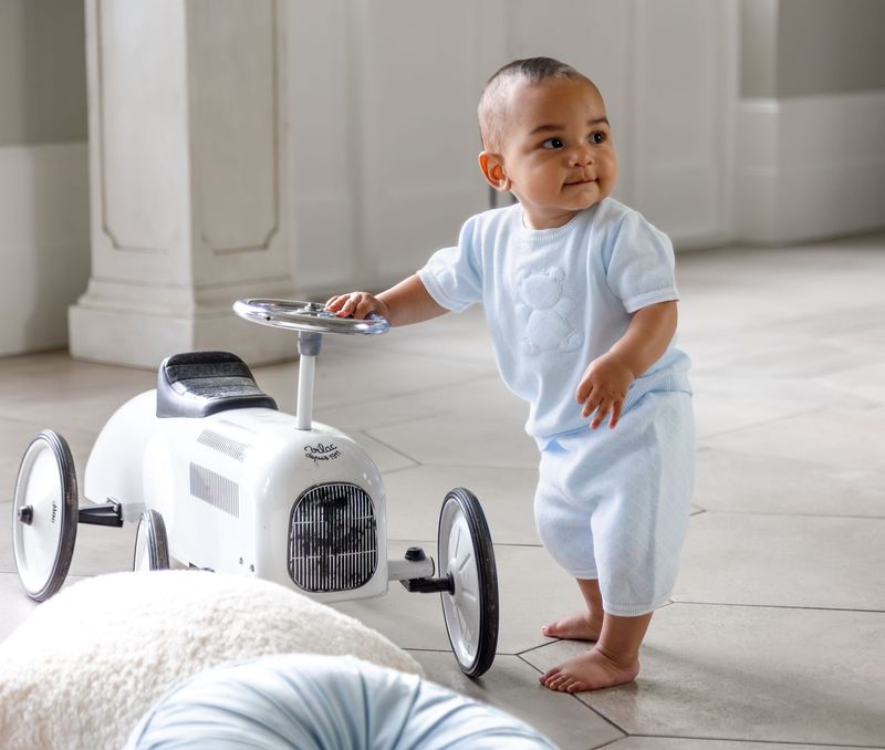 EMILE ET ROSE 'LENNOX' PALE BLUE FINE KNIT SHORT SET ER5399