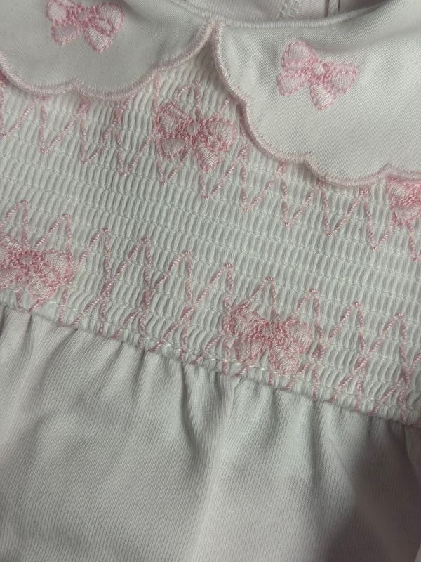 DEOLINDA 'LOLLIPOP' WHITE WITH PINK SMOCKING ALL-IN-ONE DEO6112