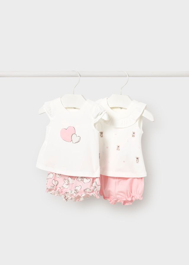 MAYORAL PINK & IVORY FOUR PACK BLOOMERS AND TOPS MAY1642  **COMING SOON: AVAILABLE TO PRE-ORDER**