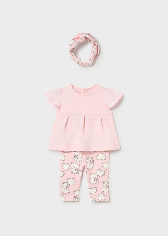 MAYORAL PINK PRINT LEGGING SET AND HEADBAND MAY1735