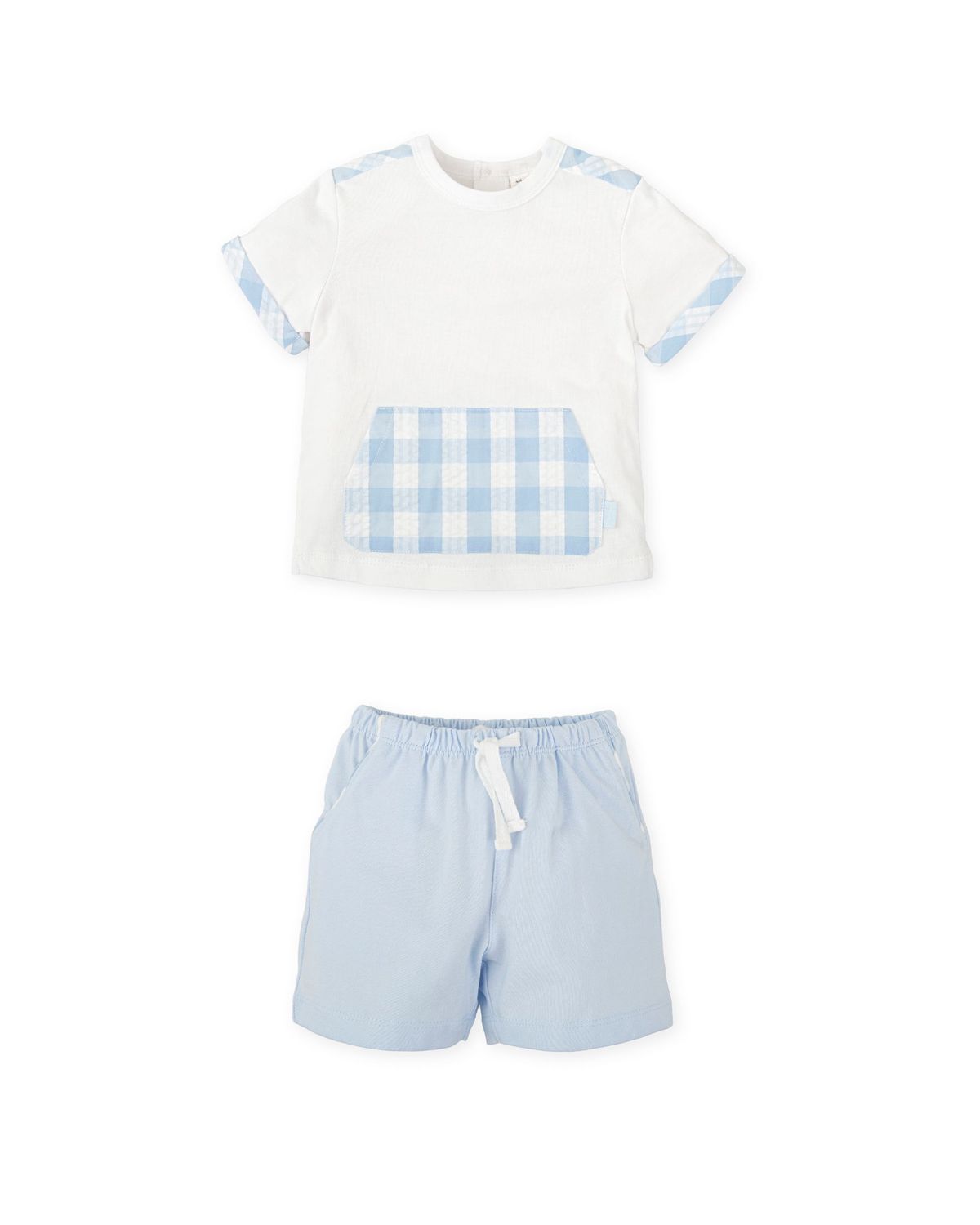 TUTTO PICCOLO SKY BLUE GINGHAM SHORT SET TP2703