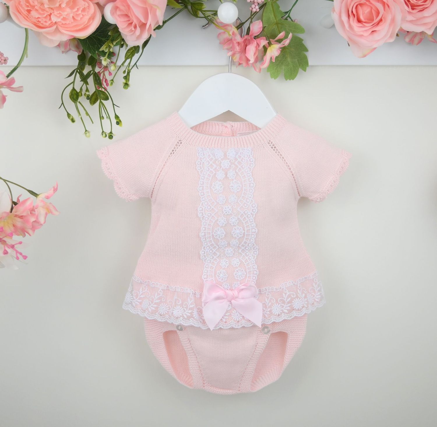 PEX 'LARA' PALE PINK ROMPER SET WITH LACE DETAIL PEX0936