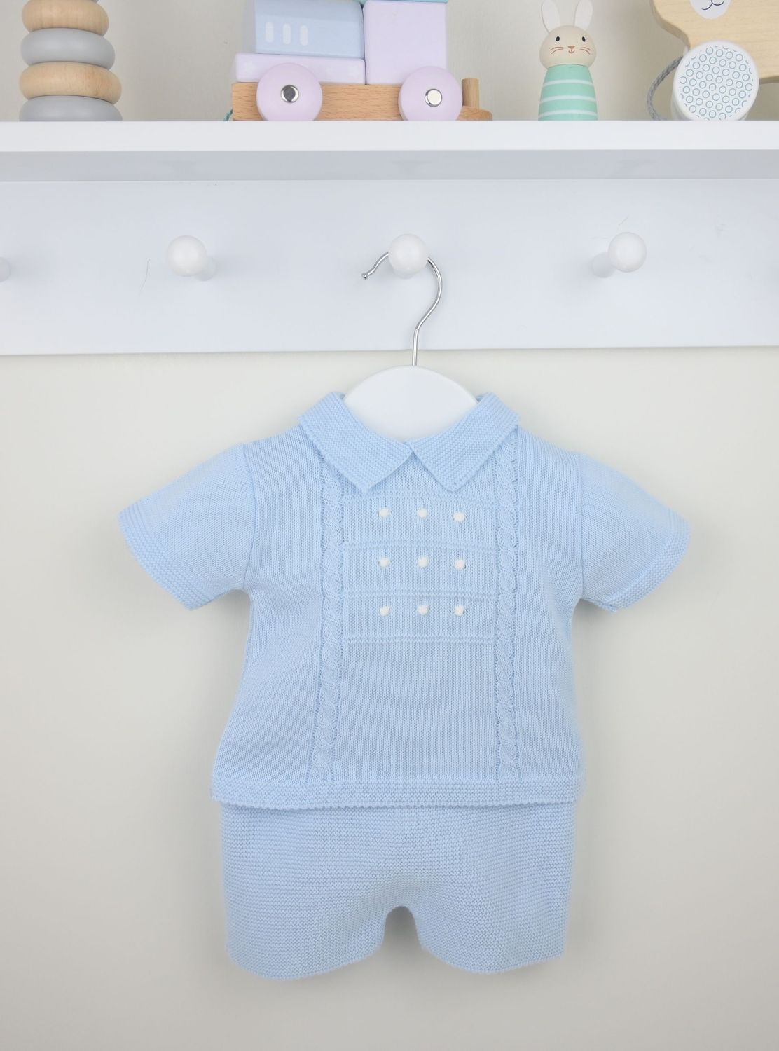 PEX 'THOMAS' BLUE FINE KNIT SHORT SET PEX950