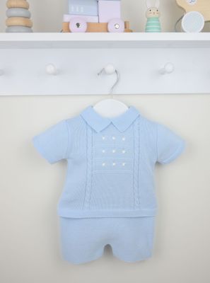 PEX 'THOMAS' BLUE FINE KNIT SHORT SET PEX950