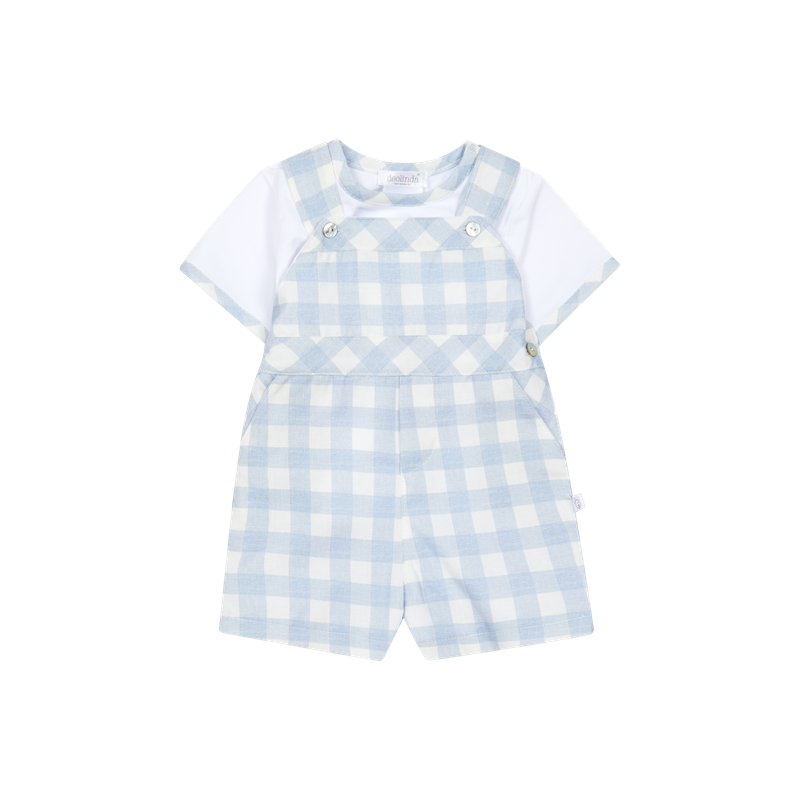 DEOLINDA 'OCEANA' BLUE CHECK DUNGAREE SET DEO6651