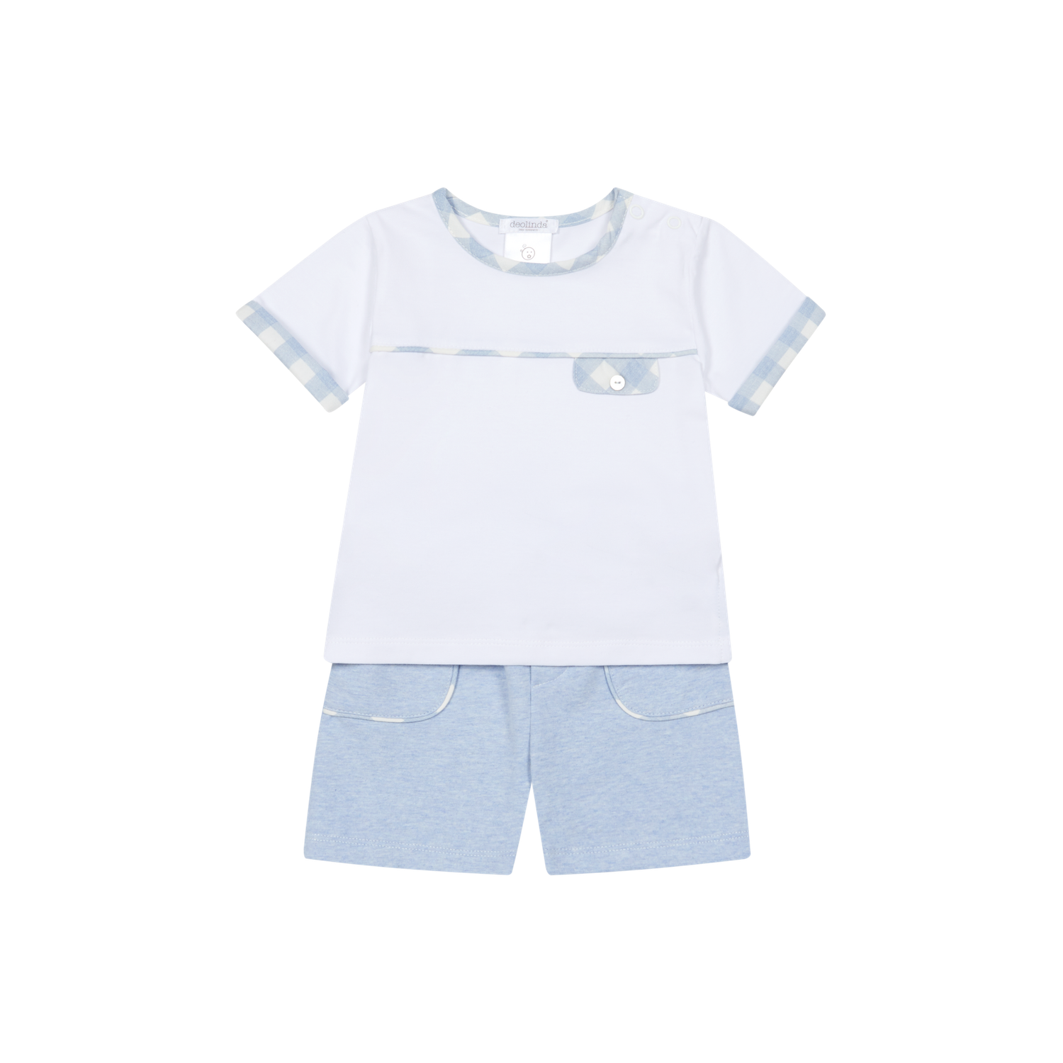 DEOLINDA 'OCEANA' BLUE CHECK SHORT SET SET DEO6746