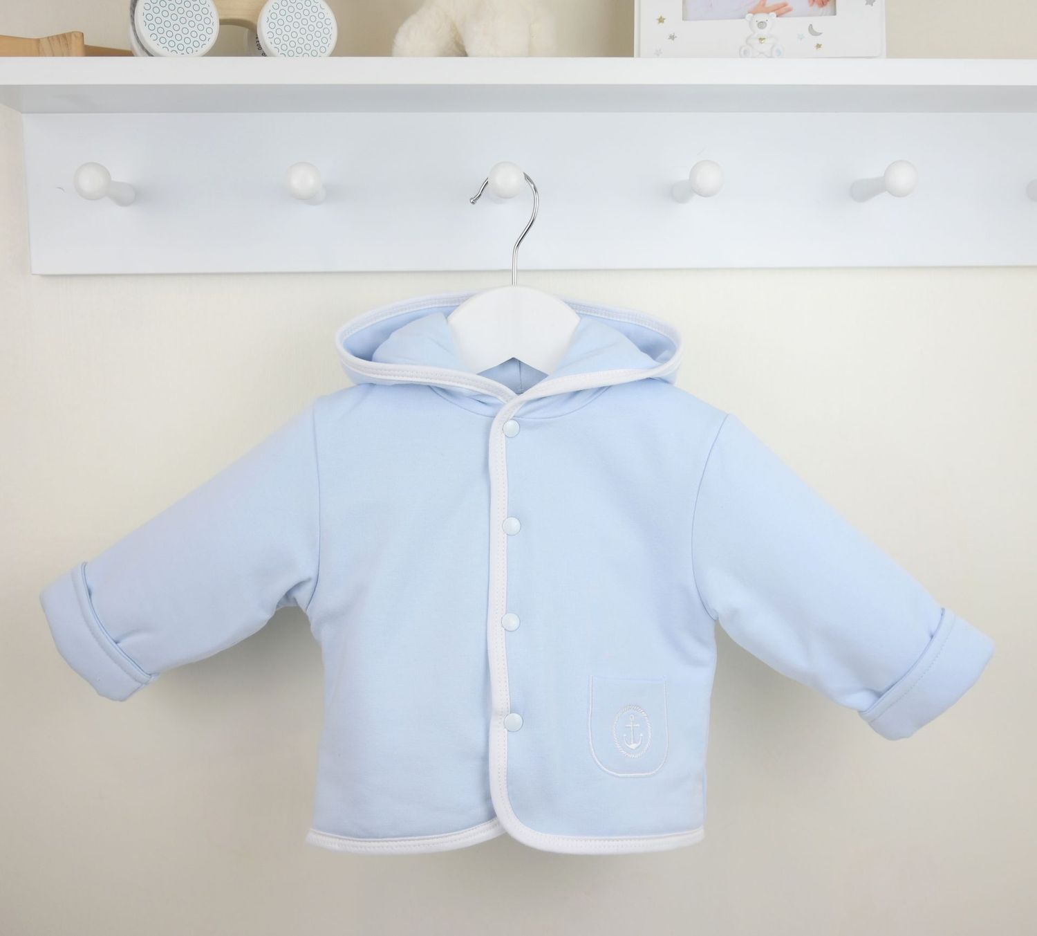 PEX 'SAILOR' SOFT BLUE HOODED JACKET WITH WHITE TRIM PEX00828B