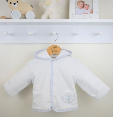 PEX 'SAILOR' SOFT WHITE HOODED JACKET WITH BLUE TRIM PEX00828W