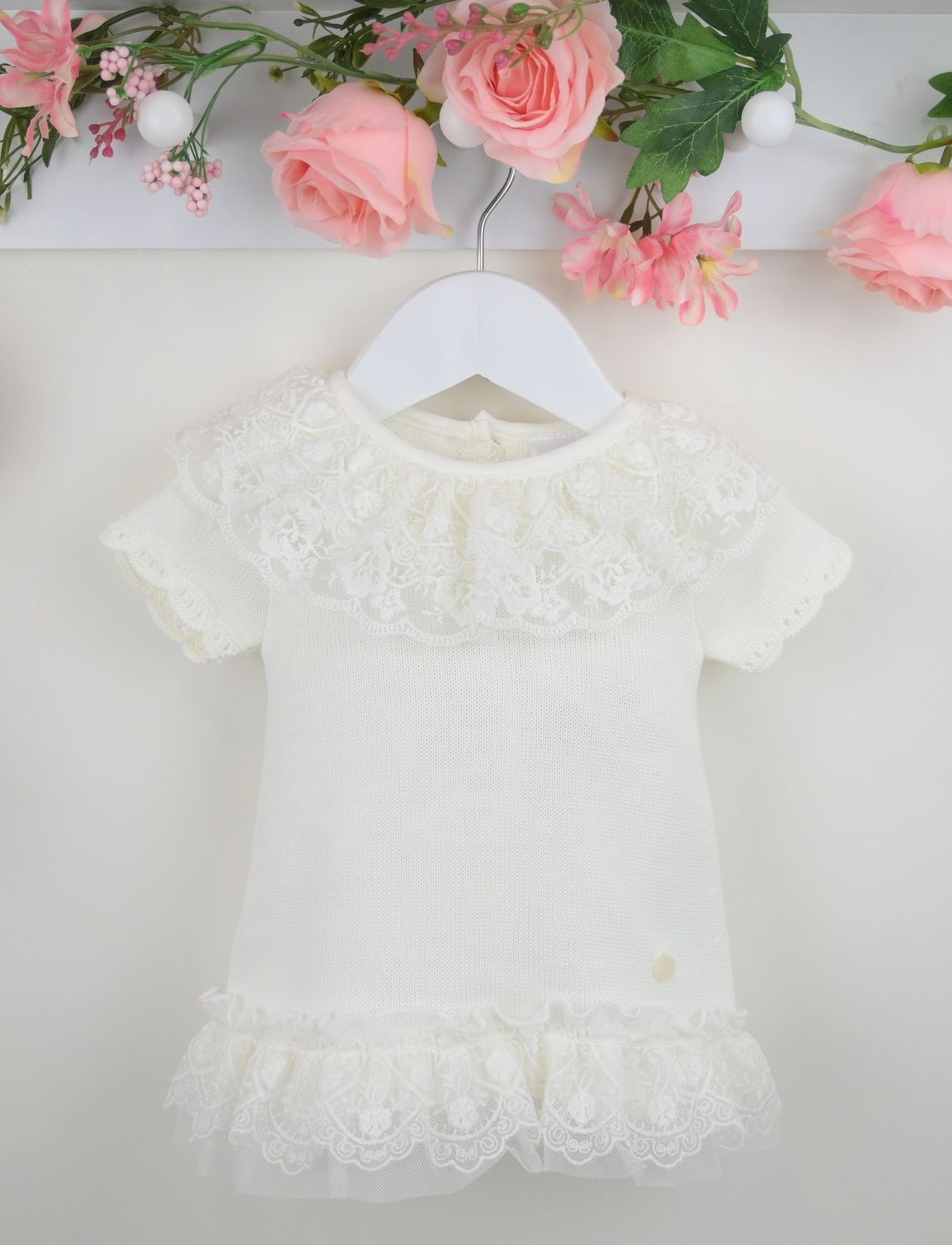 PEX 'ANNABELLE' IVORY FINE KNIT AND LACE DRESS PEX0932I