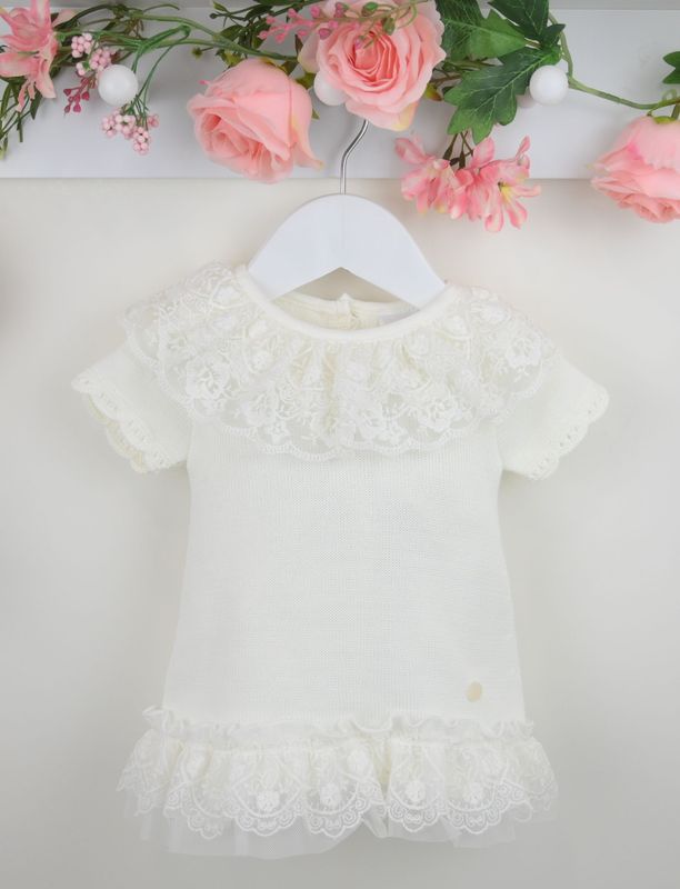 PEX 'ANNABELLE' IVORY FINE KNIT AND LACE DRESS PEX0932I