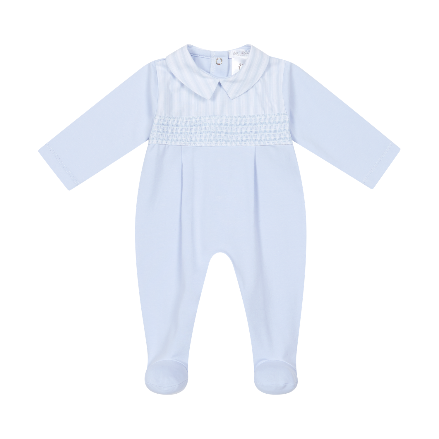 DEOLINDA 'CALIFRONIA PLE BLUE & WHITE SMOCKED ALL IN ONE DEO6118 **COMING SOON** PRE-ORDER NOW
