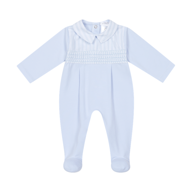 DEOLINDA 'CALIFRONIA PLE BLUE & WHITE SMOCKED ALL IN ONE DEO6118 **COMING SOON** PRE-ORDER NOW