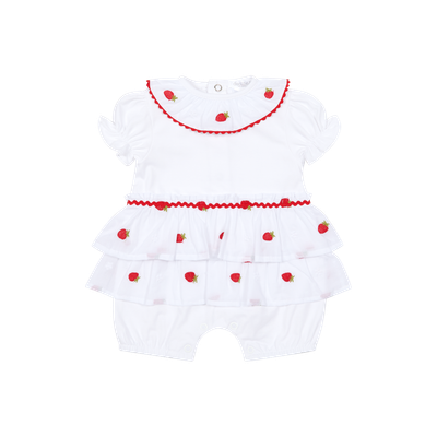 DEOLINDA 'PALOMA' STRAWBERRY WHITE & RED ROMPER DEO6733 DEOLINDA 'PALOMA' STRAWBERRY WHITE & RED ROMPER DEO6733