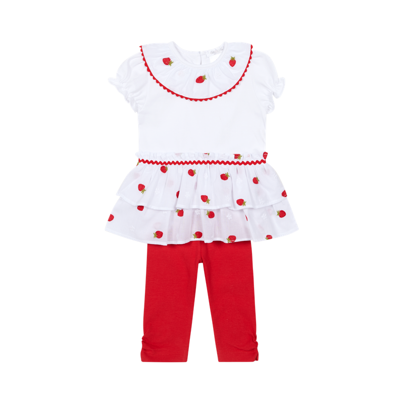 DEOLINDA 'PAVLOVA' STRAWBERRY PRINT RED & WHITE LEGGING SET DEO6734