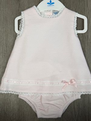 SARDON PINK A-LINE DRESS & PANT WITH RIBBON & LACE DETAIL SAR26AB67