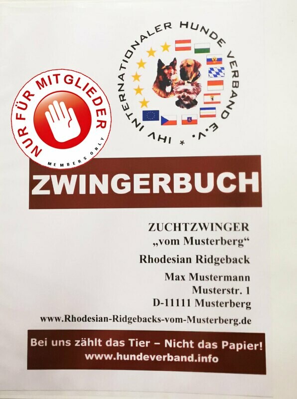 Zwingerbuch des IHV (Preisangabe NUR für Mitglieder zzgl. Versanskosten)