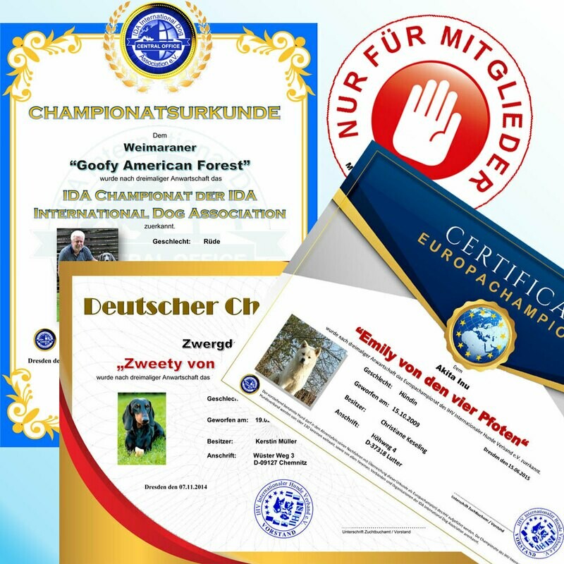 Campionatsurkunden (Preisangabe NUR für Mitglieder)
