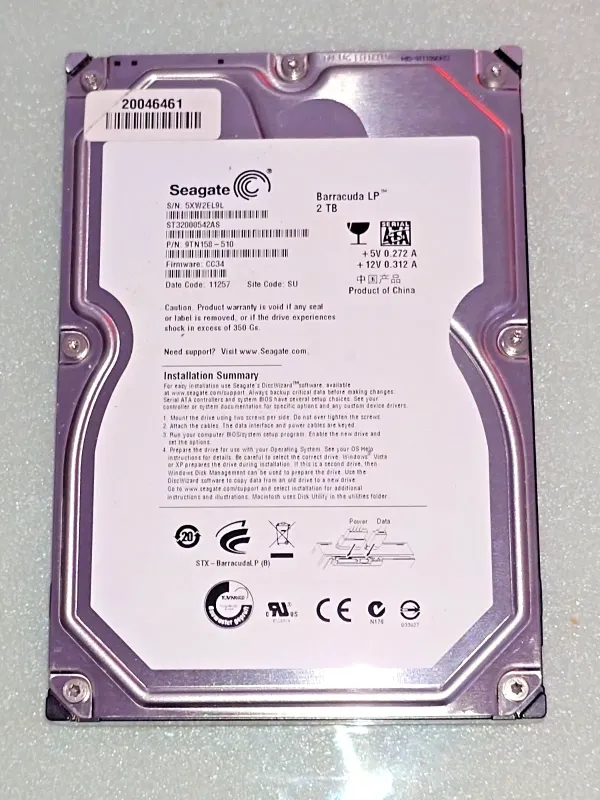 Seagate Barracuda 2 TB HDD Festplatte ST32000542AS 3,5 Zoll 5900rpm 32MB SATA Seagate Barracuda 2 TB HDD Festplatte ST32000542AS 3,5 Zoll 5900rpm 32MB SATA