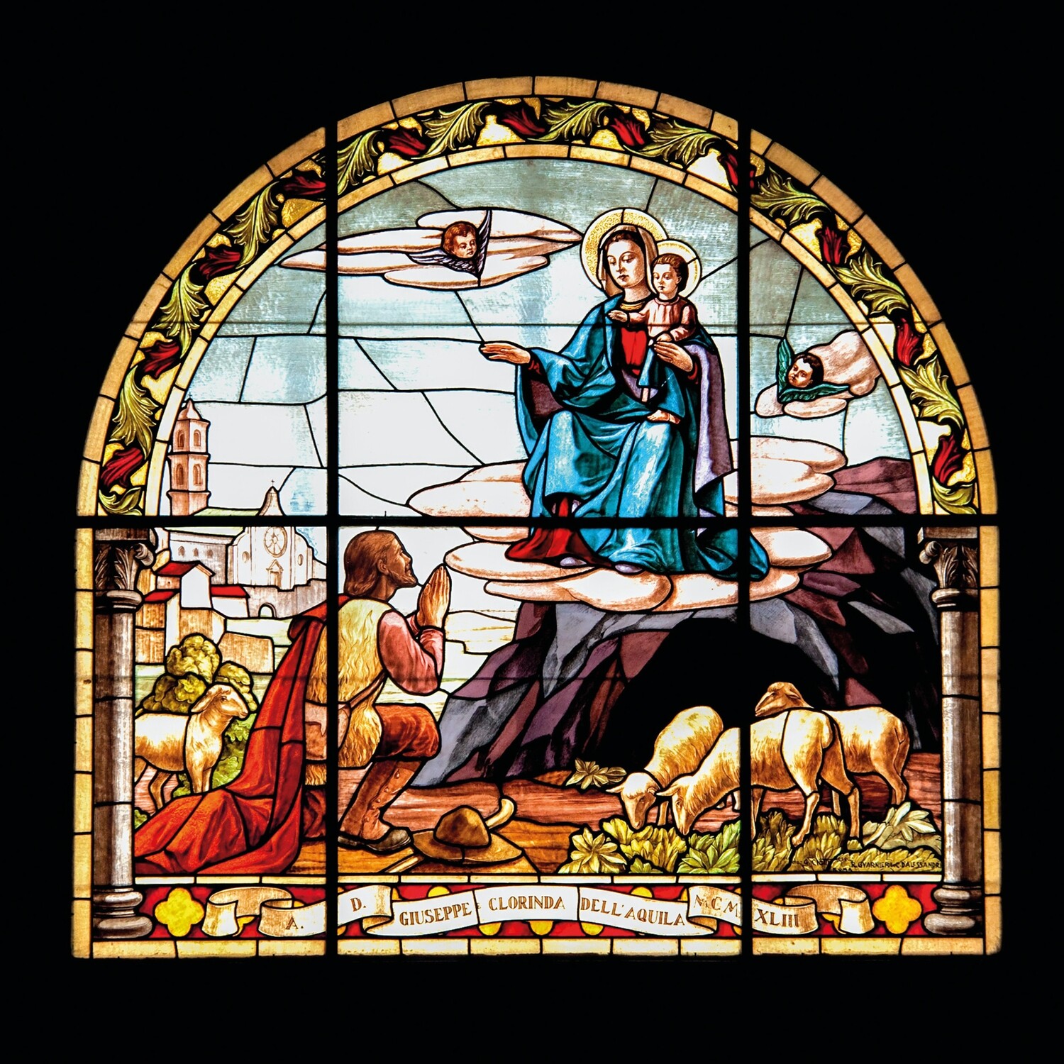 Stained Glass Jesus and Mary