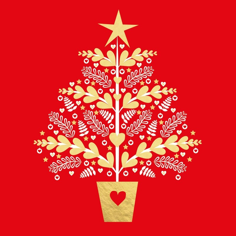 Heart Tree on Red