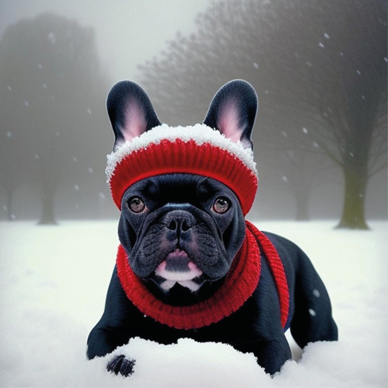 Pug in the Snow