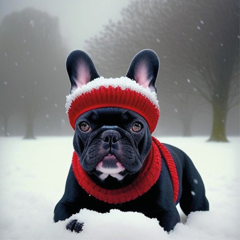 Pug in the Snow