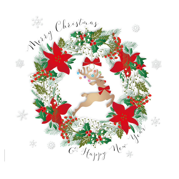 Merry Christmas Poinsettia Reindeer