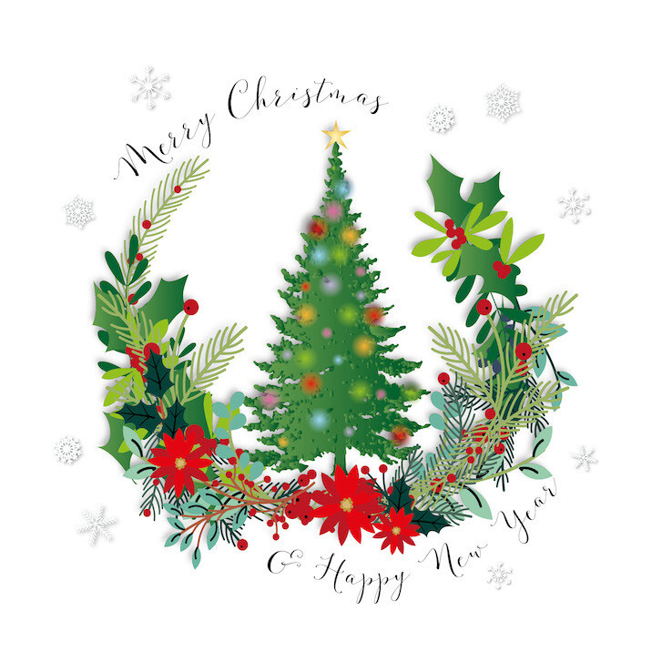 Merry Christmas Poinsettia Tree
