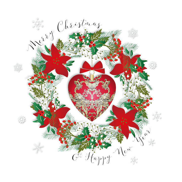 Merry Christmas Red Heart Bauble