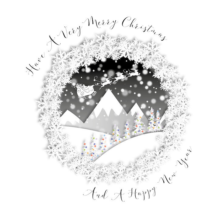 Merry Christmas Santa &amp; Mountains
