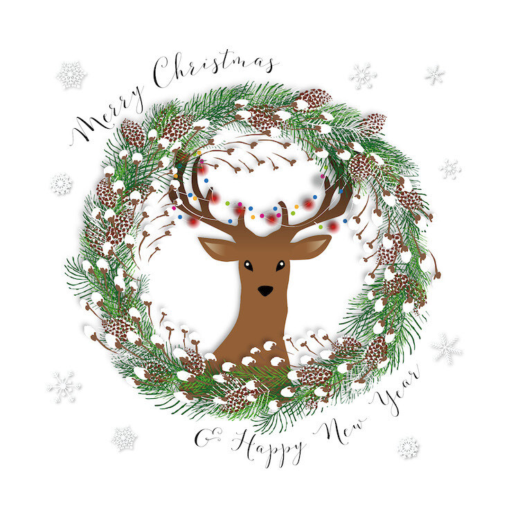 Merry Christmas Stag&#39;s Head