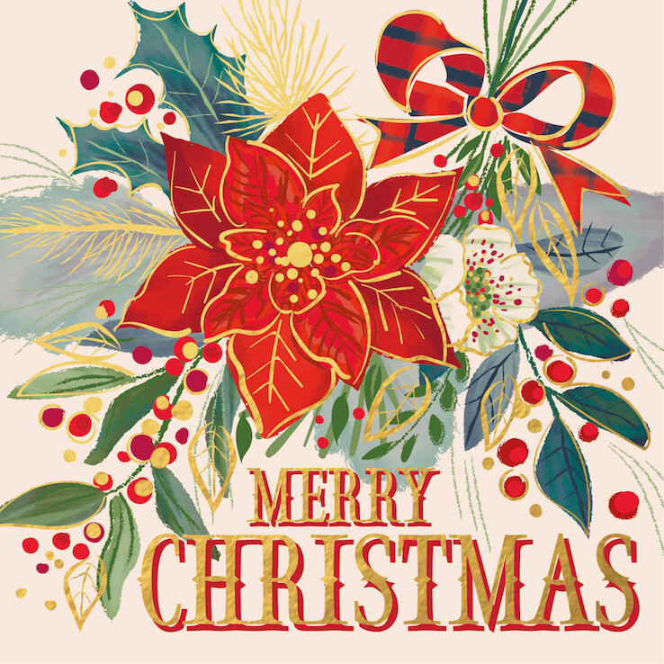 Merry Christmas Berry Poinsettia