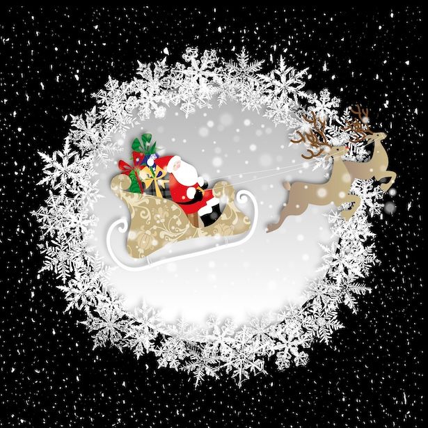 Santa, Sledge, Reindeer