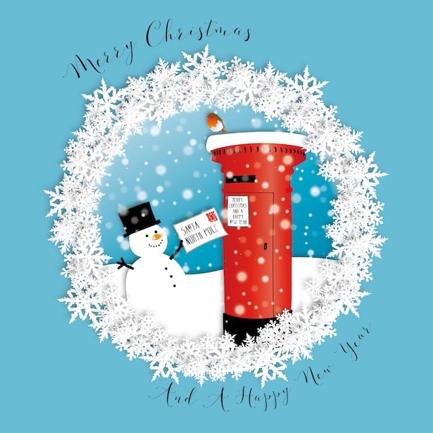 Merry Christmas Postbox &amp; Snowman