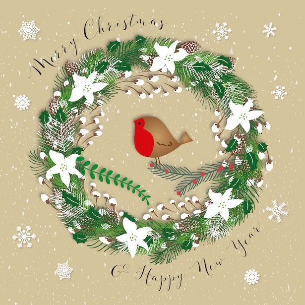 Merry Christmas Robin Wreath